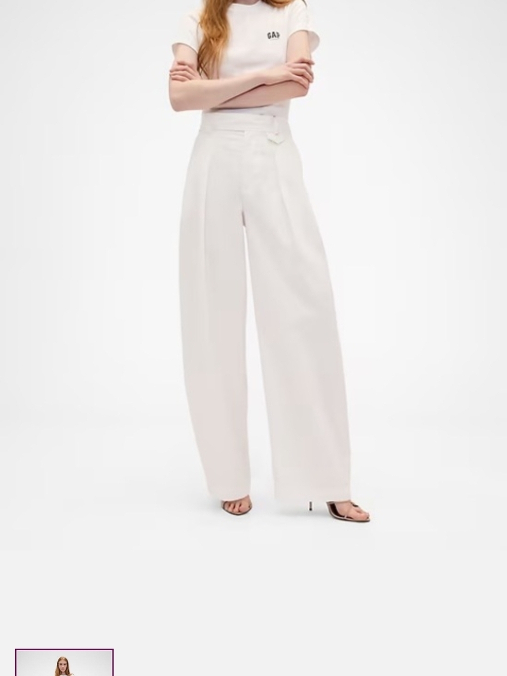 Victoria Beckham X Gap Wide-Leg High-Waist Trousers in White